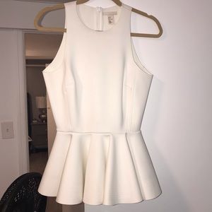 H&M Off-White Sleeveless Peplum Top